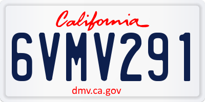 CA license plate 6VMV291