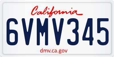 CA license plate 6VMV345
