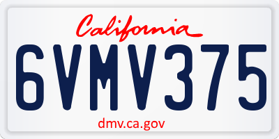 CA license plate 6VMV375