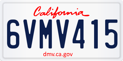 CA license plate 6VMV415