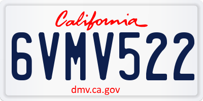 CA license plate 6VMV522