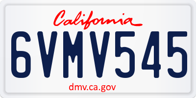 CA license plate 6VMV545