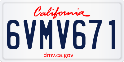 CA license plate 6VMV671