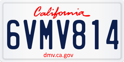 CA license plate 6VMV814