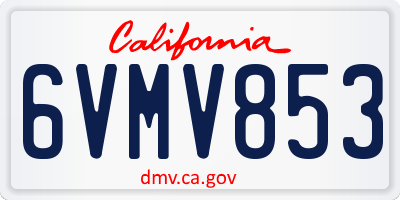 CA license plate 6VMV853