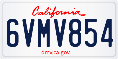 CA license plate 6VMV854