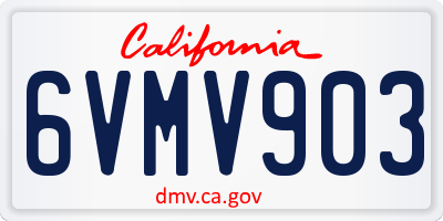 CA license plate 6VMV903