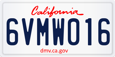 CA license plate 6VMW016