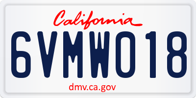 CA license plate 6VMW018