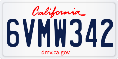 CA license plate 6VMW342