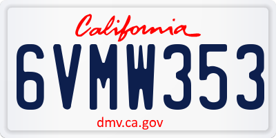 CA license plate 6VMW353