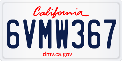 CA license plate 6VMW367