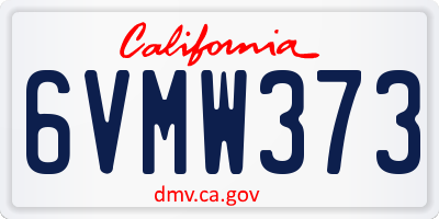 CA license plate 6VMW373