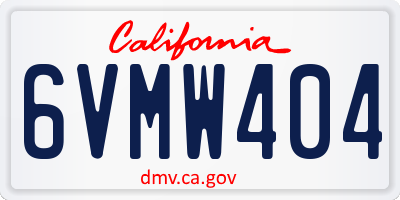 CA license plate 6VMW404