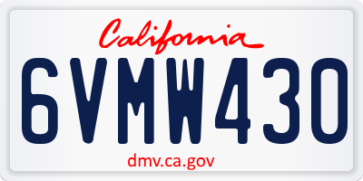 CA license plate 6VMW430