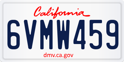 CA license plate 6VMW459