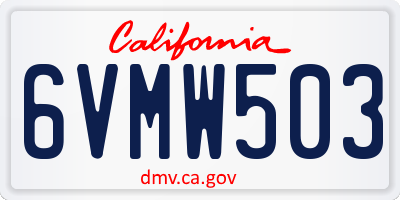CA license plate 6VMW503