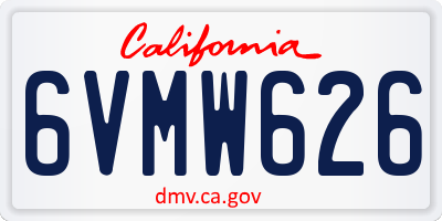 CA license plate 6VMW626