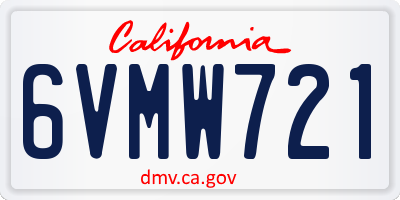 CA license plate 6VMW721