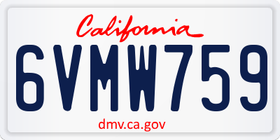 CA license plate 6VMW759