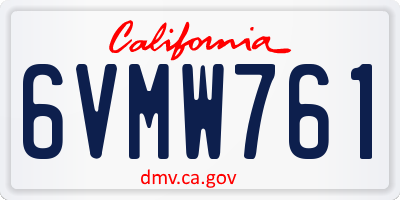 CA license plate 6VMW761