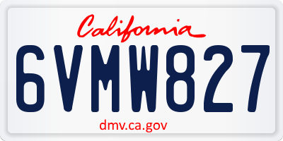 CA license plate 6VMW827