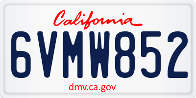 CA license plate 6VMW852