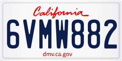 CA license plate 6VMW882