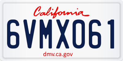 CA license plate 6VMX061