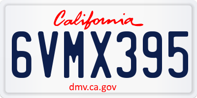 CA license plate 6VMX395
