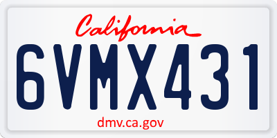 CA license plate 6VMX431