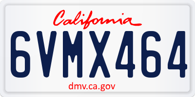 CA license plate 6VMX464