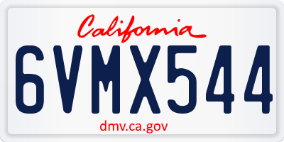 CA license plate 6VMX544