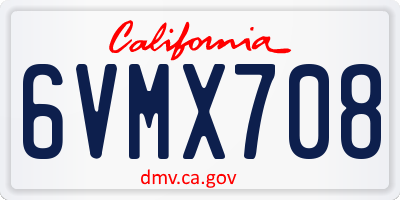 CA license plate 6VMX708