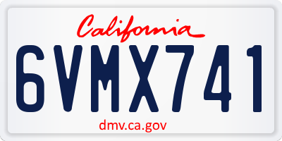 CA license plate 6VMX741