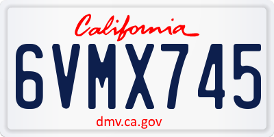 CA license plate 6VMX745