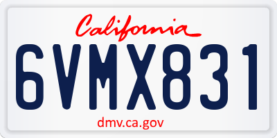 CA license plate 6VMX831