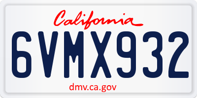 CA license plate 6VMX932