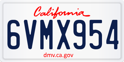 CA license plate 6VMX954