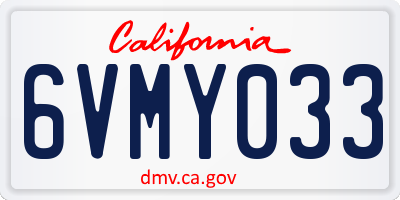 CA license plate 6VMY033