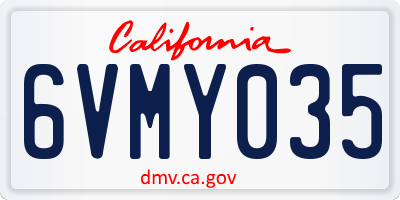 CA license plate 6VMY035