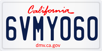 CA license plate 6VMY060