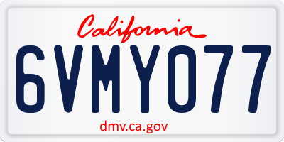 CA license plate 6VMY077