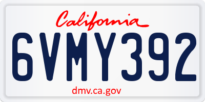 CA license plate 6VMY392