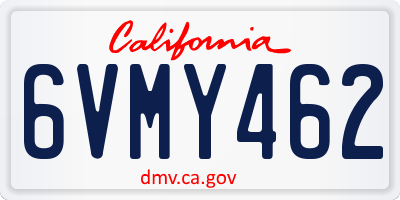 CA license plate 6VMY462