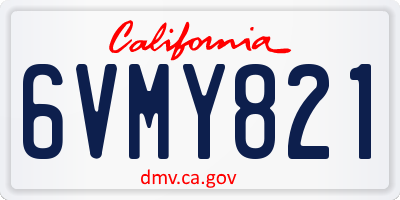 CA license plate 6VMY821