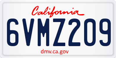 CA license plate 6VMZ209