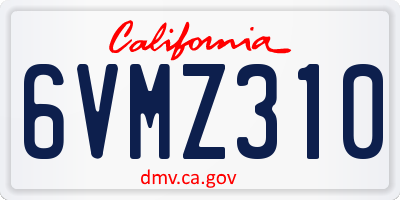 CA license plate 6VMZ310