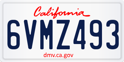 CA license plate 6VMZ493