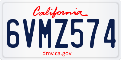 CA license plate 6VMZ574